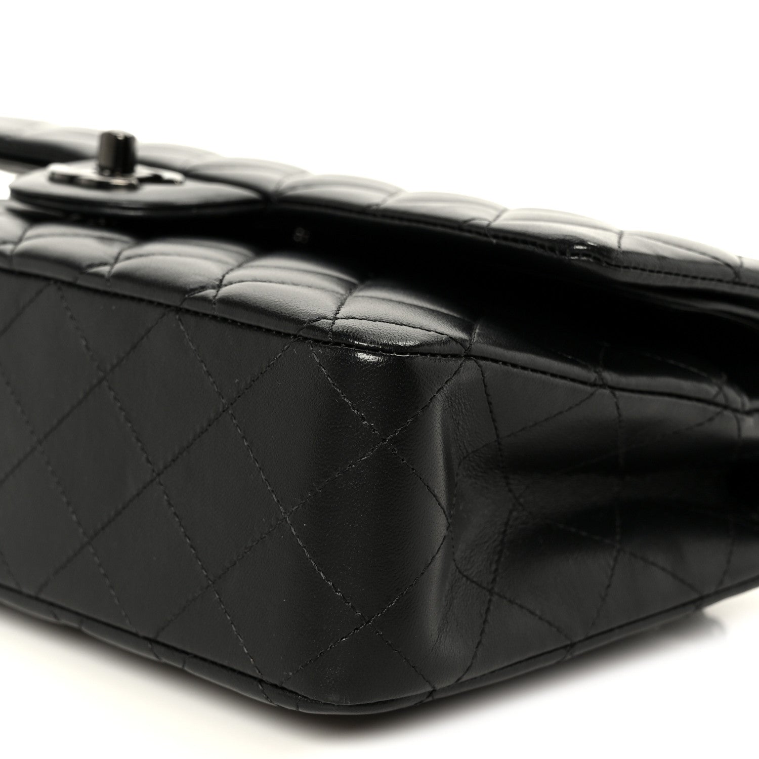 Lambskin Quilted Medium Double Flap So Black