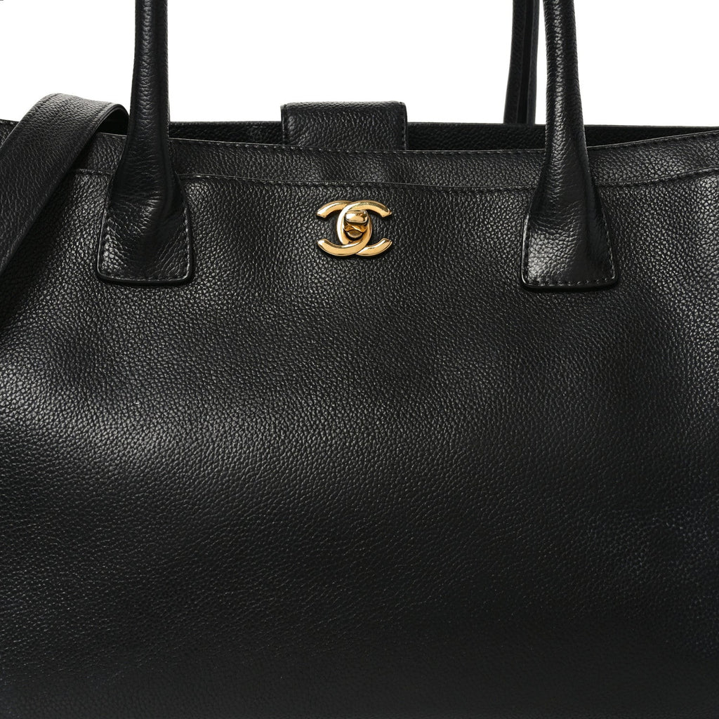 Calfskin Cerf Executive Shopper Tote Black