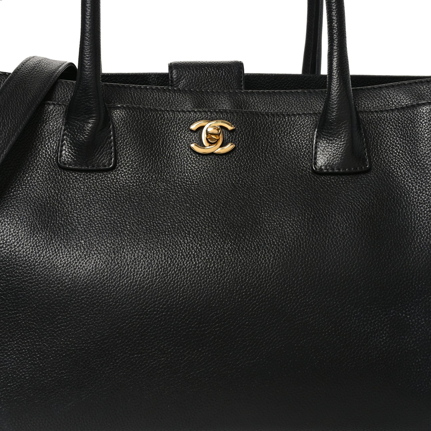 Calfskin Cerf Executive Shopper Tote Black