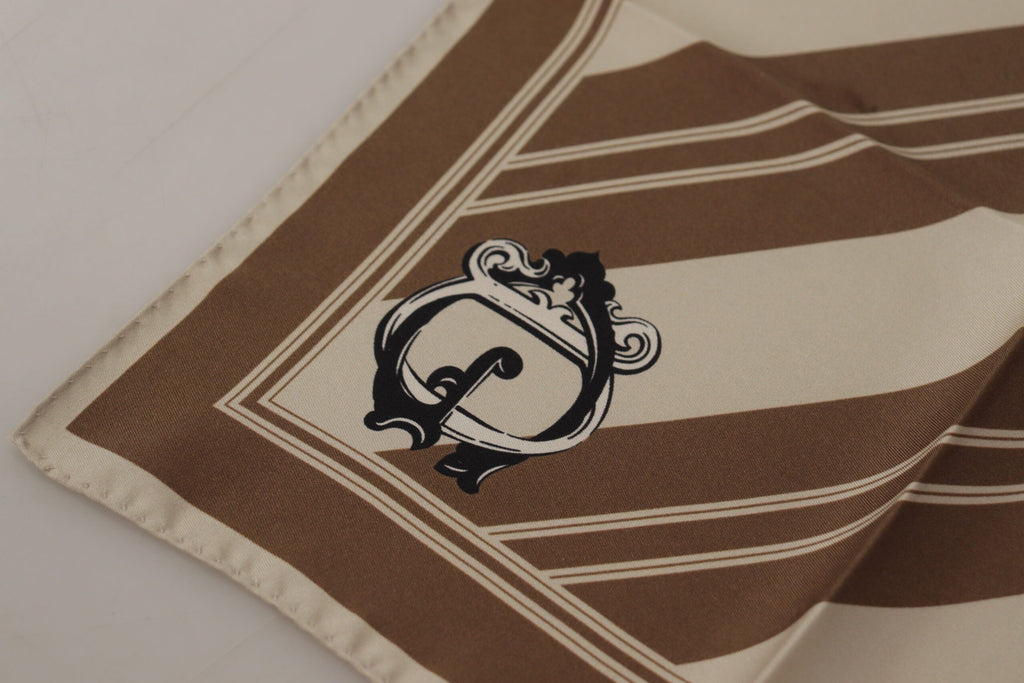 Dolce & Gabbana Brown Stripes DG Logo Square Mens Handkerchief Men's Scarf