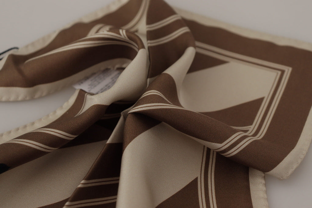 Dolce & Gabbana Brown Stripes DG Logo Square Mens Handkerchief Men's Scarf