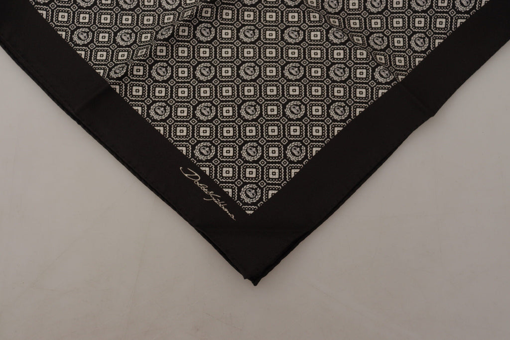 Dolce & Gabbana Black Patterned DG Logo Square Handkerchief Men's Scarf