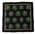 Dolce & Gabbana Black Peacock Feather DG Printed Square Handkerchief Men's Scarf