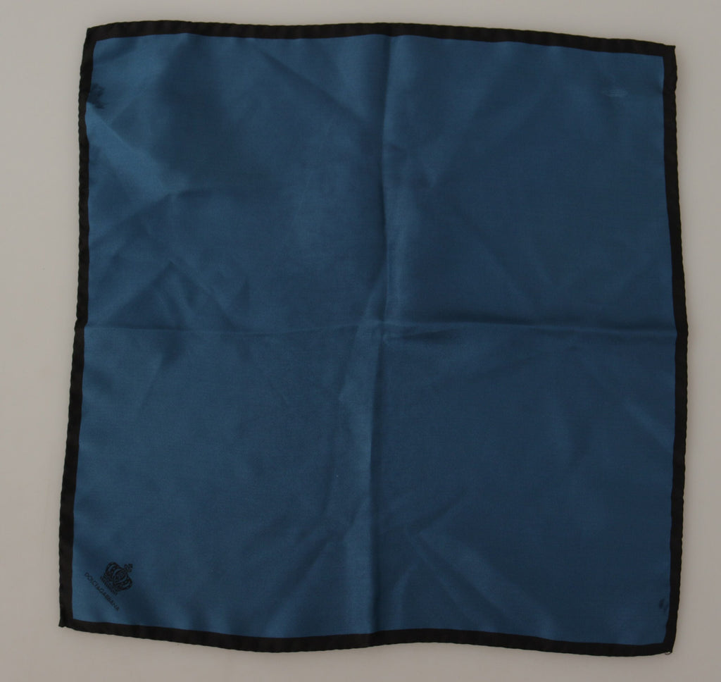 Dolce & Gabbana Black Blue DG Crown Printed Square Handkerchief Men's Scarf