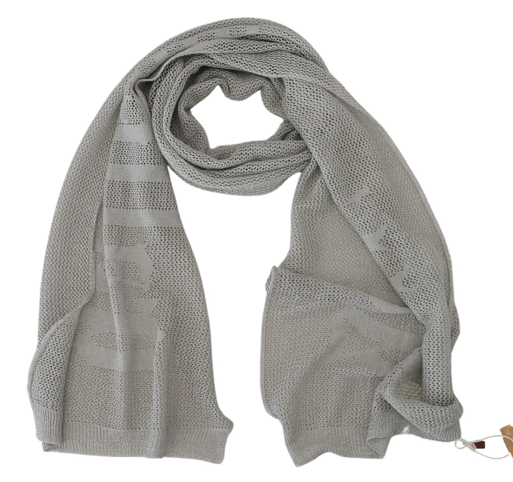 John Galliano Gray Logo Knitted Neck Wrap Shawl Foulard Women's Scarf