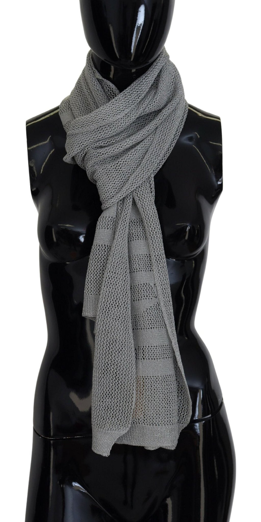 John Galliano Gray Logo Knitted Neck Wrap Shawl Foulard Women's Scarf