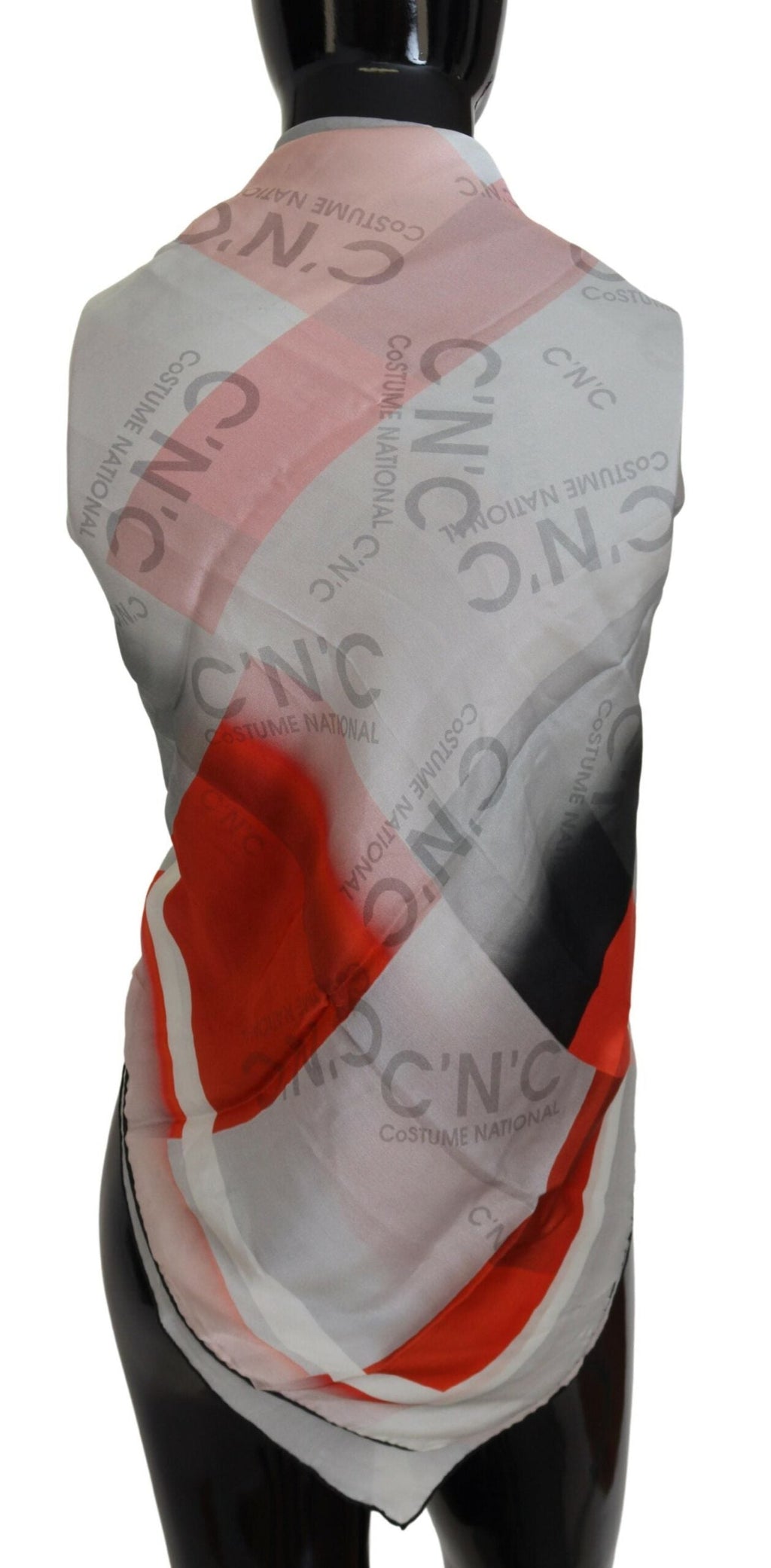 Costume National Gray Red Shawl Foulard Wrap Women's Scarf