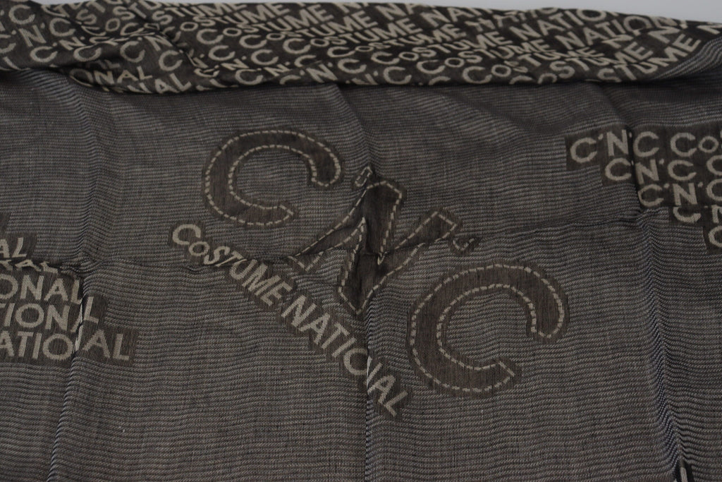 Costume National Gray Logo Knit Neck Wrap Shawl Women's Scarf