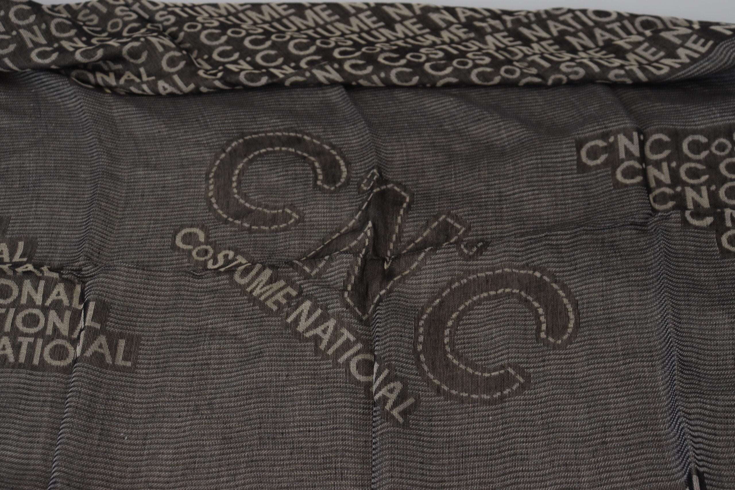 Costume National Gray Logo Knit Neck Wrap Shawl Women's Scarf