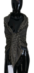Costume National Gray Logo Knit Neck Wrap Shawl Women's Scarf