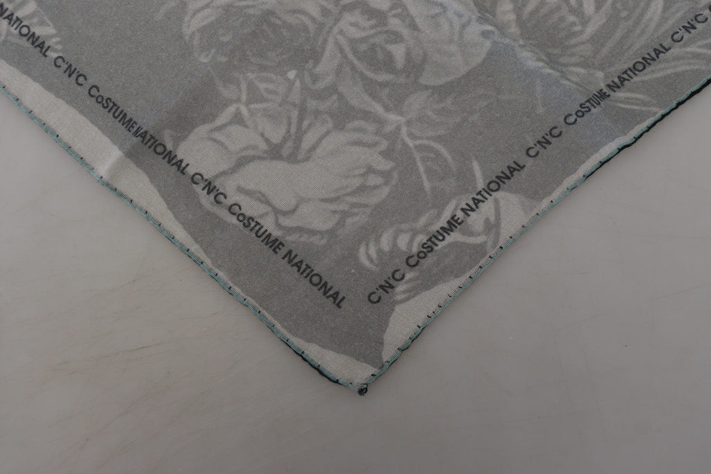 Costume National Gray Print Shawl Foulard Branded Women's Scarf