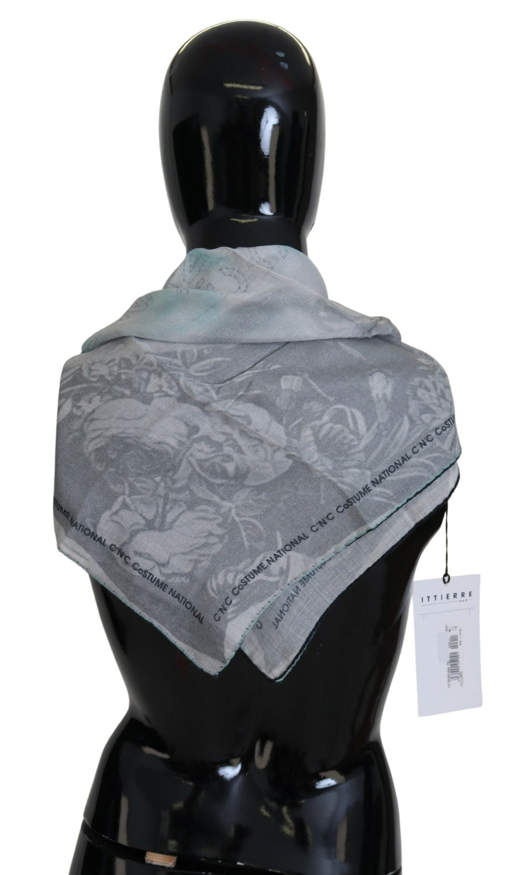 Costume National Gray Print Shawl Foulard Branded Women's Scarf