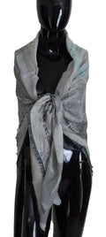 Costume National Gray Print Shawl Foulard Fringes Women's Scarf