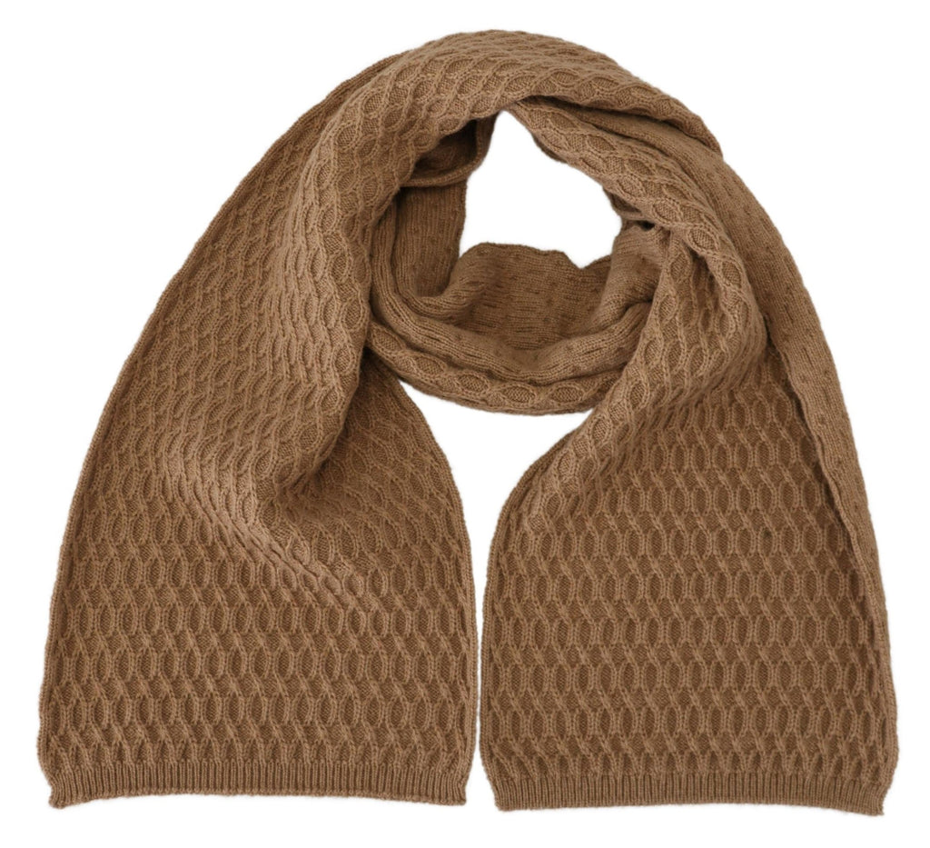 Dolce & Gabbana Dark Brown Wrap Shawl Knitted Camel Women's Scarf