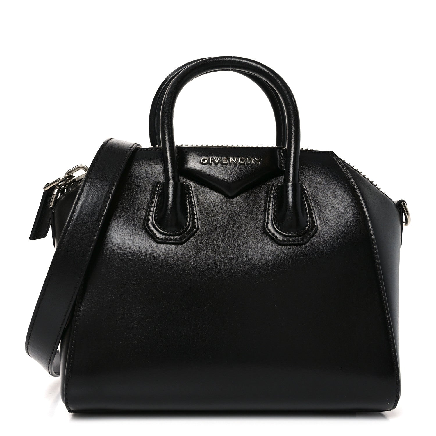 Shiny Lord Calfskin Mini Antigona Black