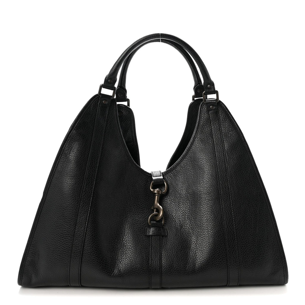 Pebbled Calfskin Large Joy Shoulder Bag Black