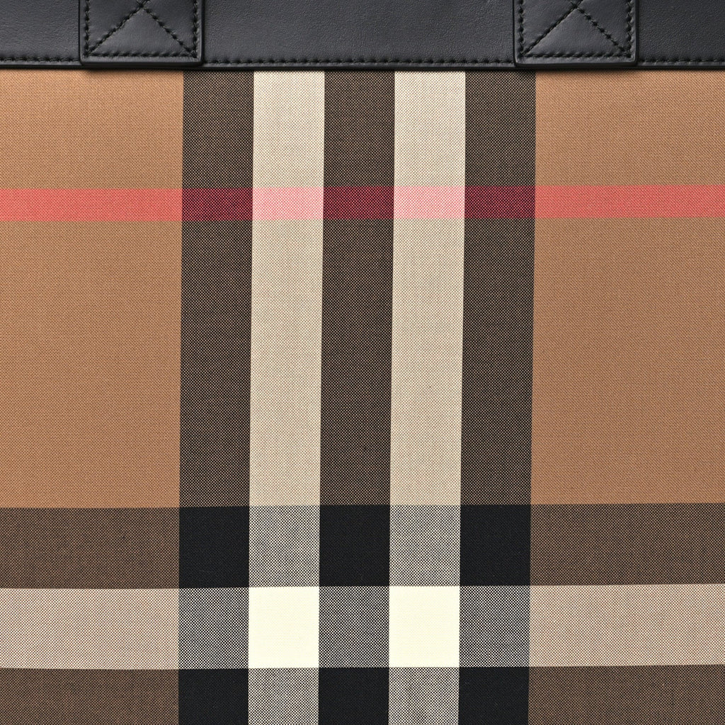 IP Check Nylon Calfskin Ormond Tote Bag Taupe Brown