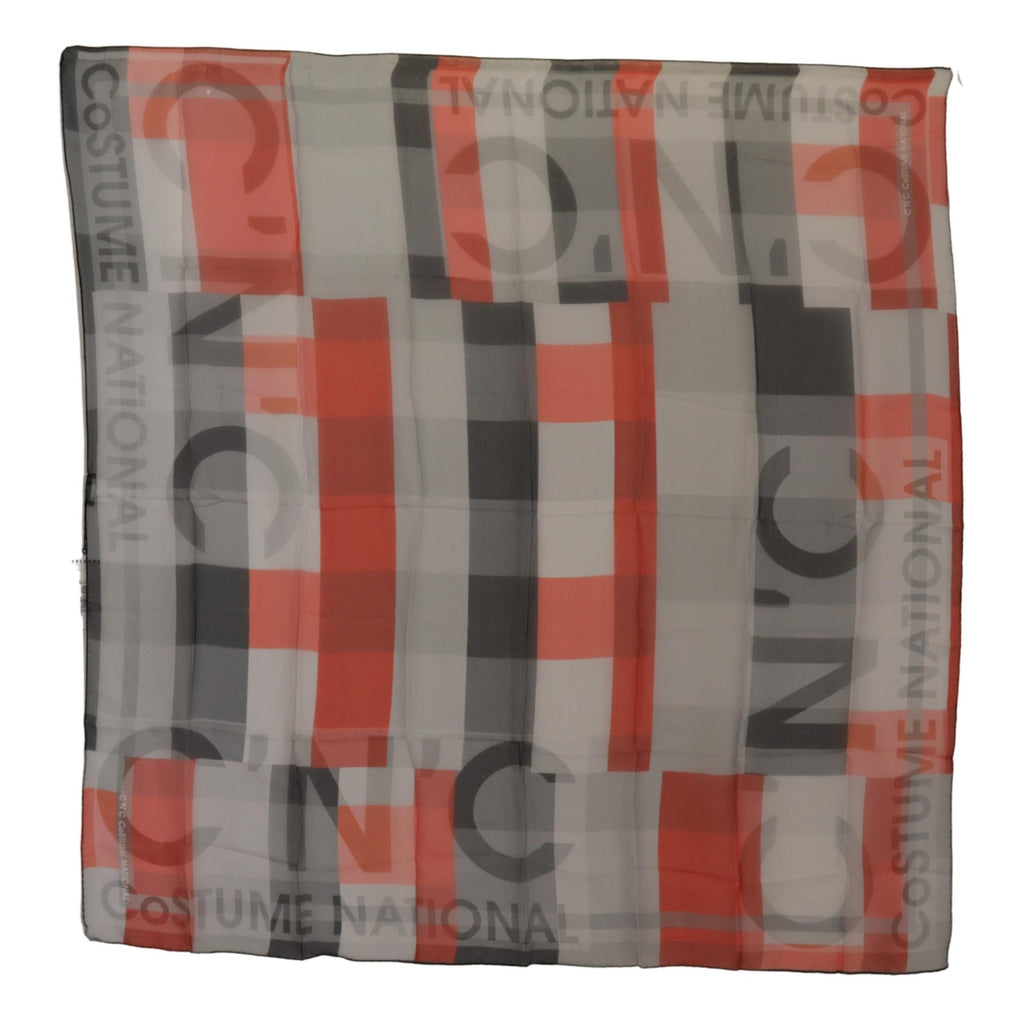 Costume National Gray Red Shawl Foulard Wrap  Women's Scarf