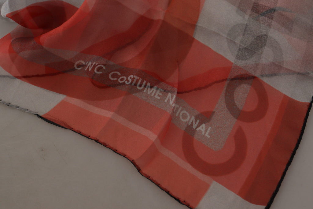 Costume National Gray Red Shawl Foulard Wrap  Women's Scarf