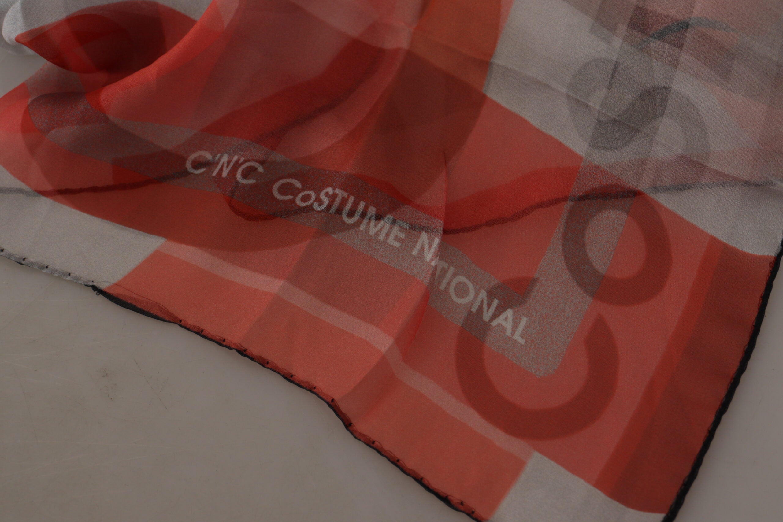 Costume National Gray Red Shawl Foulard Wrap  Women's Scarf