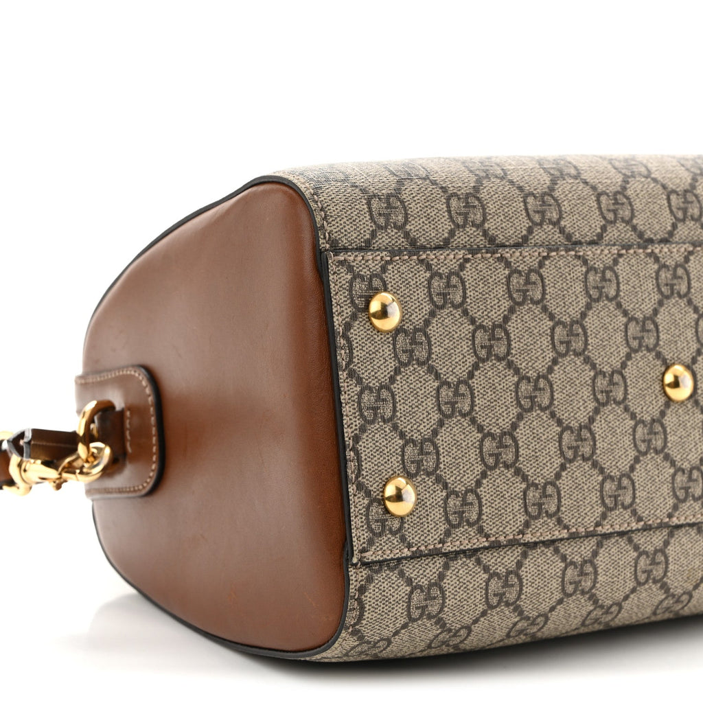 GG Supreme Monogram Cuoio Toscano Small Boston Beige Ebony Cuir