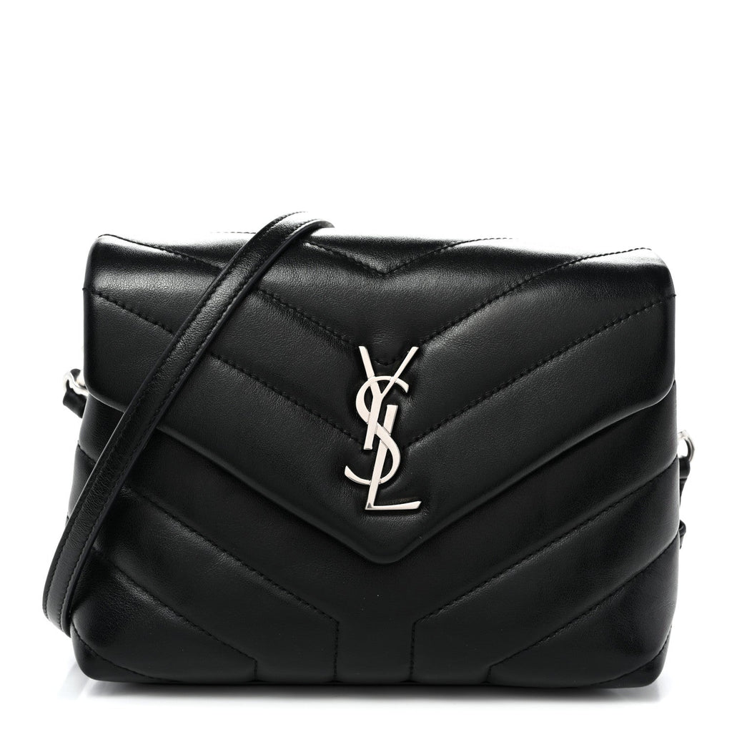 Calfskin Y Quilted Monogram Toy Loulou Crossbody Bag Black