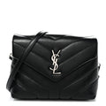Calfskin Y Quilted Monogram Toy Loulou Crossbody Bag Black