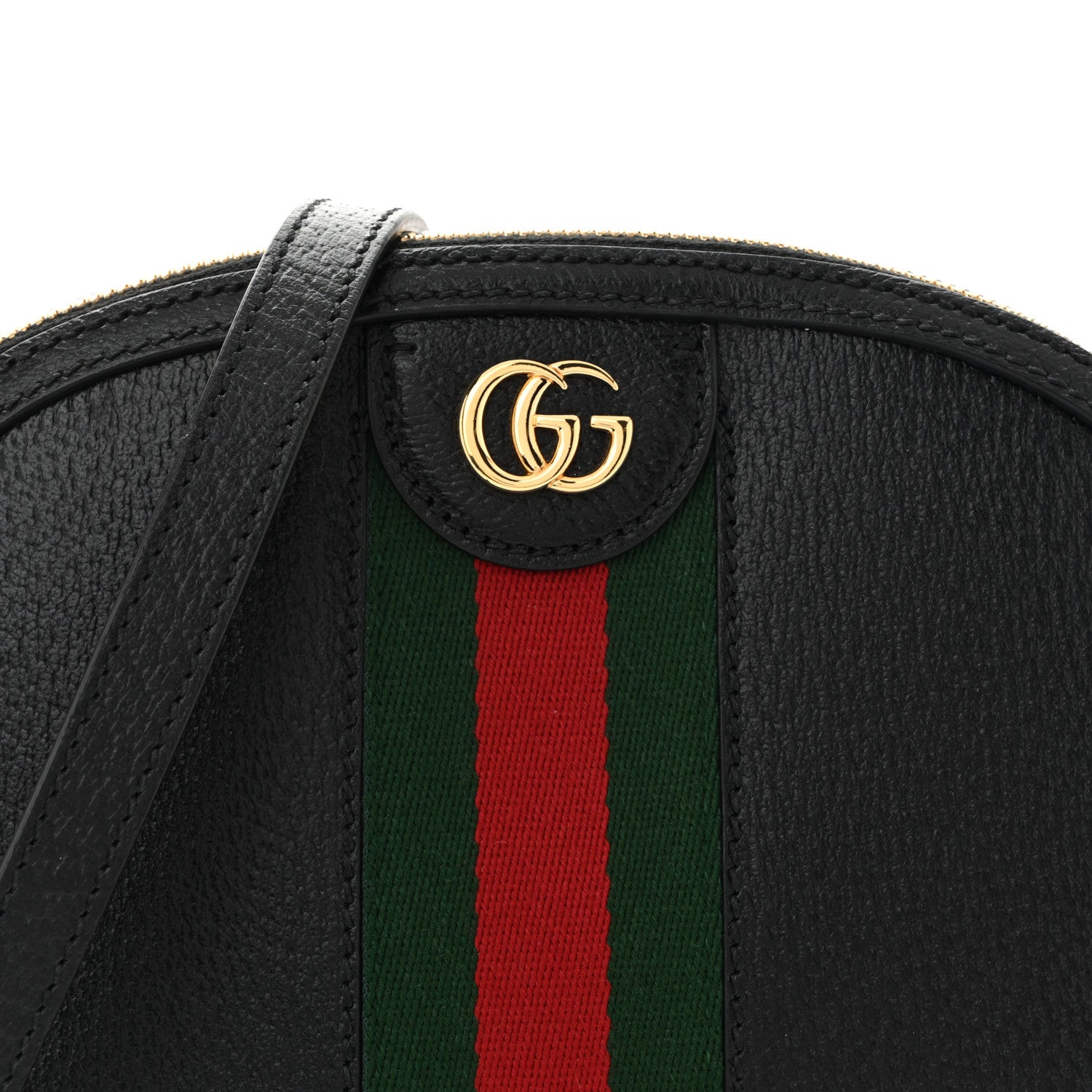 Calfskin GG Web Small Ophidia Dome Shoulder Bag Black