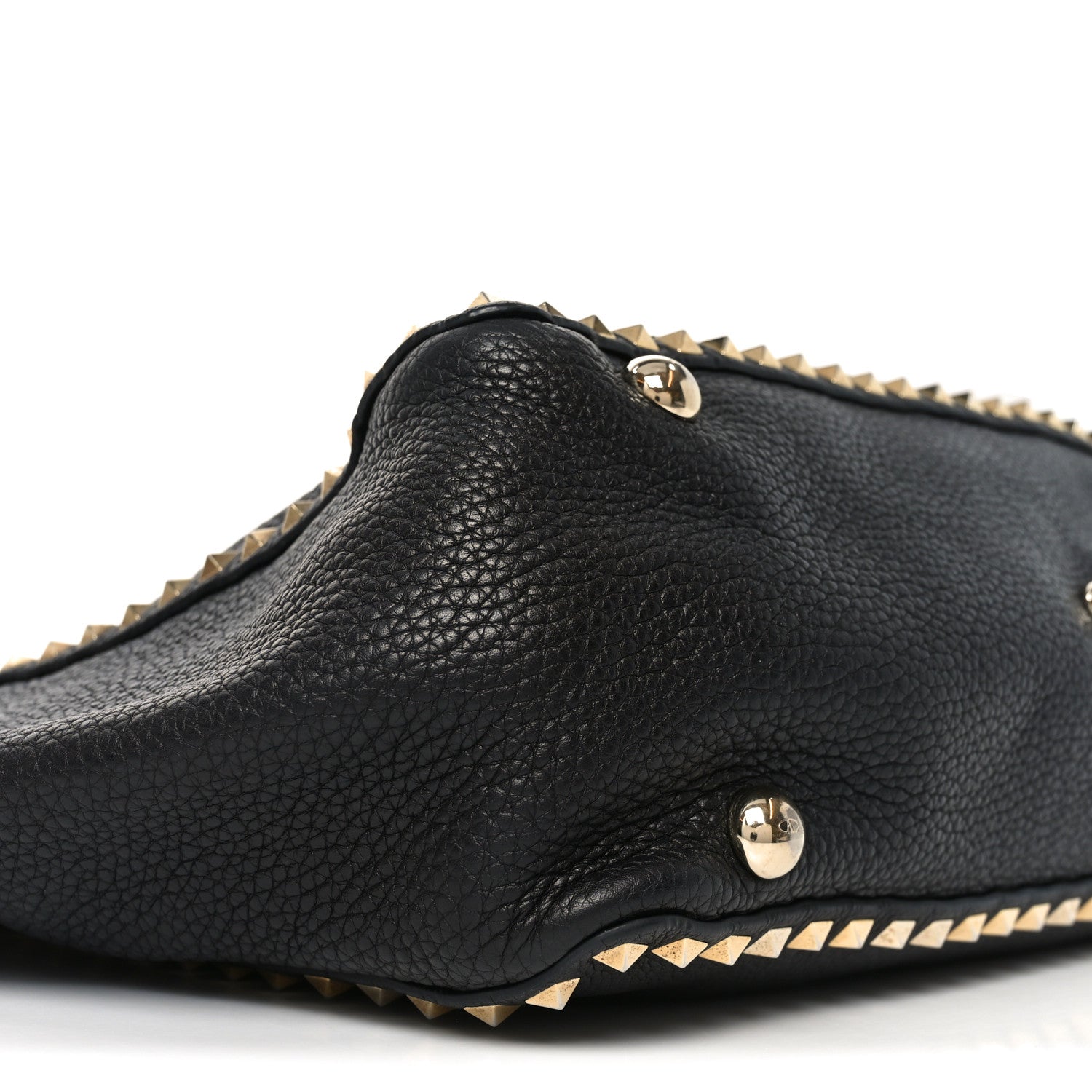 Pebbled Calfskin Medium Rockstud Tote Black