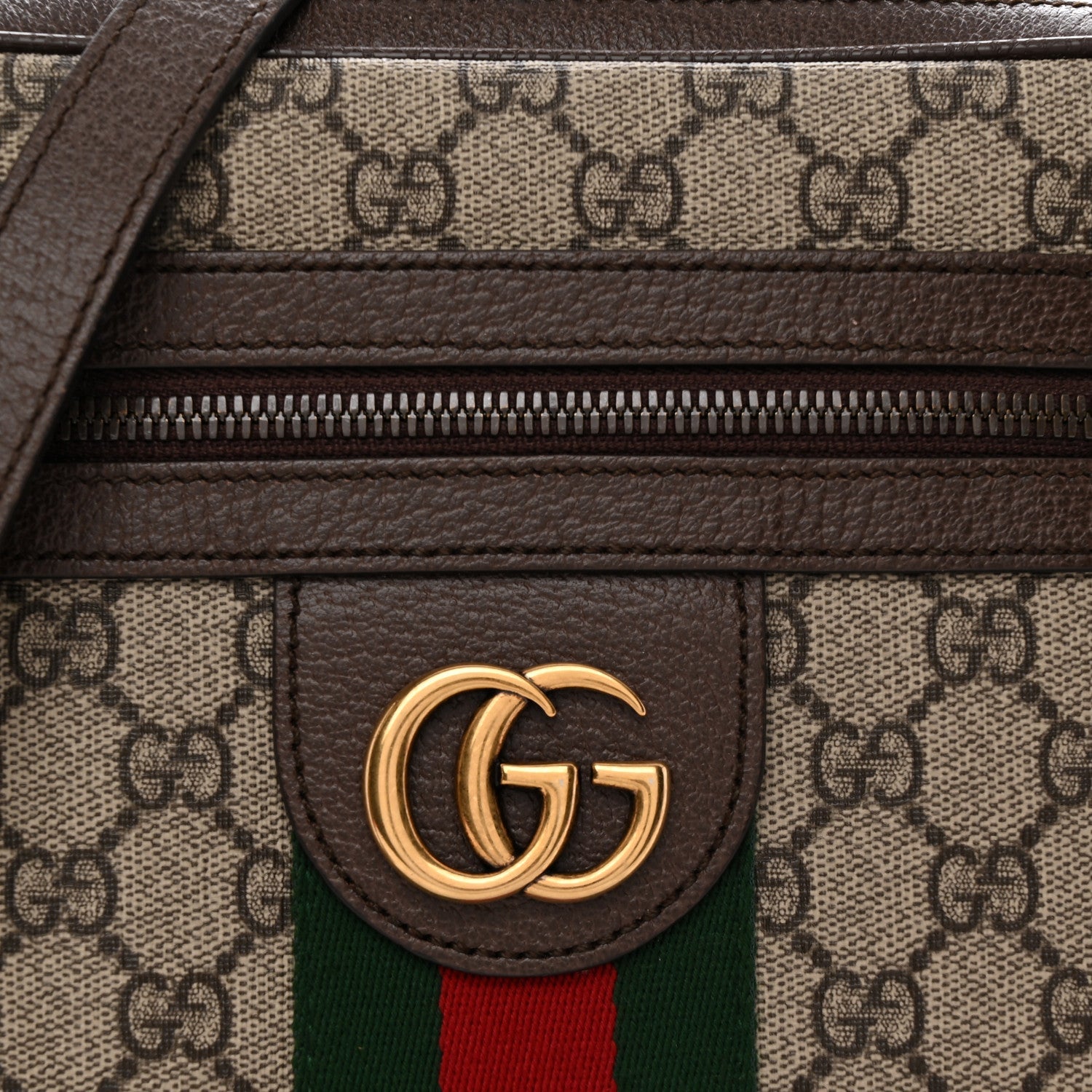 GG Supreme Monogram Web Small Ophidia Messenger Bag Brown