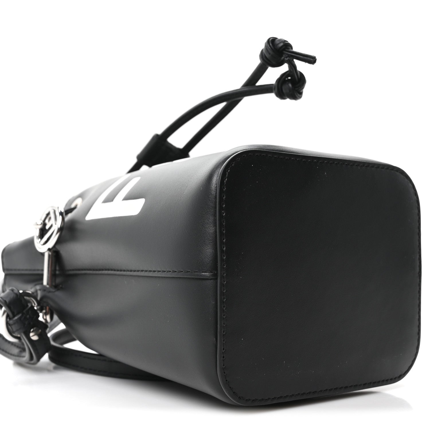 Vitello King F is Fendi Logo Embossed Mini Mon Tresor Bucket Bag Black