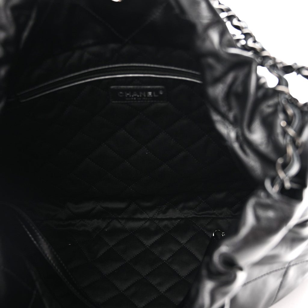 Shiny Calfskin Quilted Chanel 22 So Black