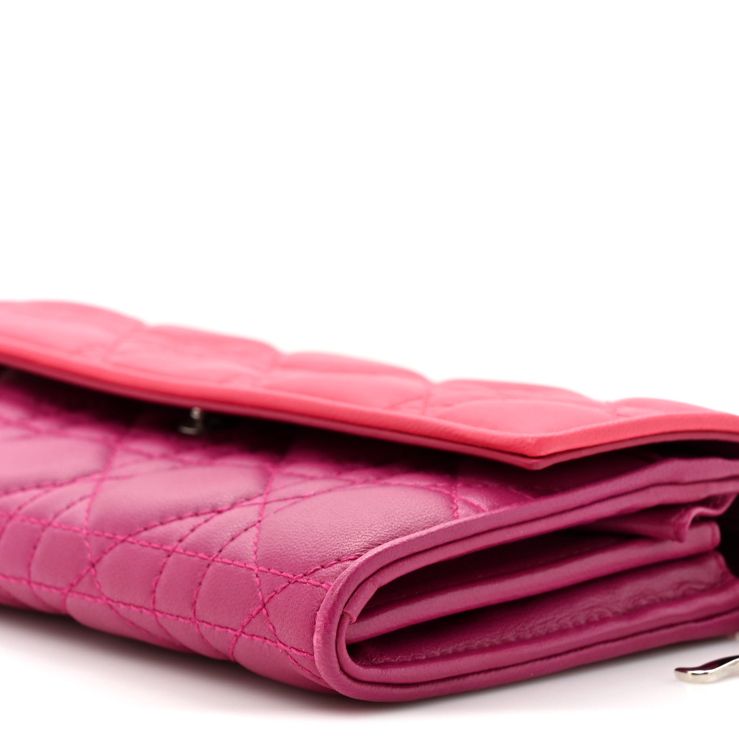 Lambskin Cannage Bi-Color Lady Dior Rendezvous Wallet On Chain Toxic Purple Pink