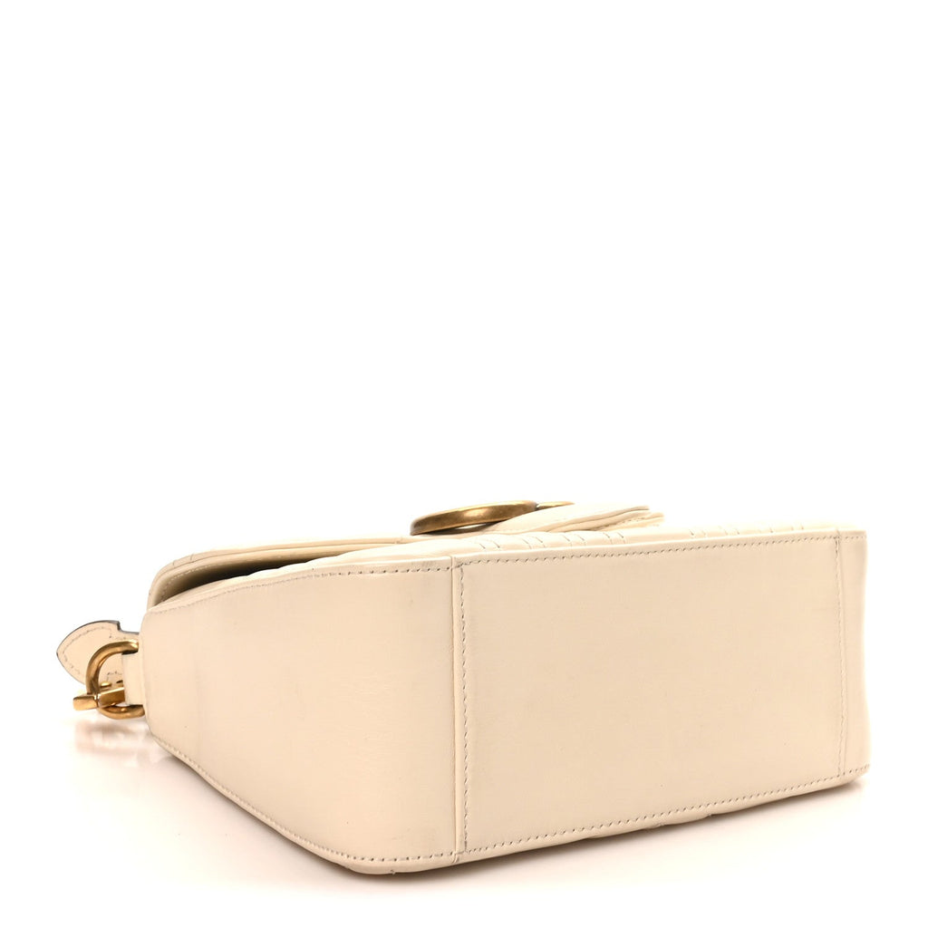 Calfskin Matelasse Mini GG Marmont Top Handle Shoulder Bag White