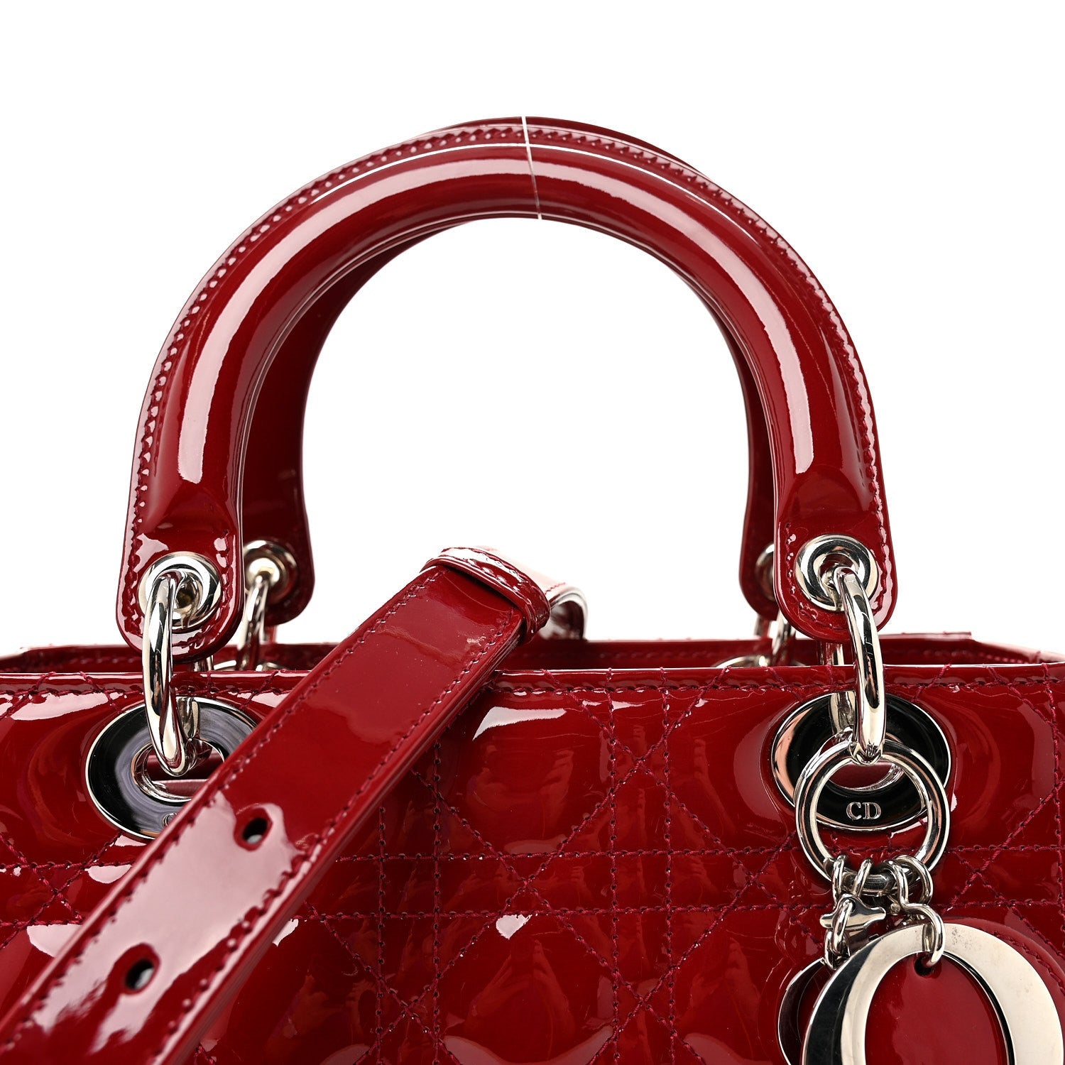 Patent Cannage Medium Lady Dior Red