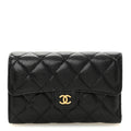 Caviar Quilted Medium Flap Wallet Black
