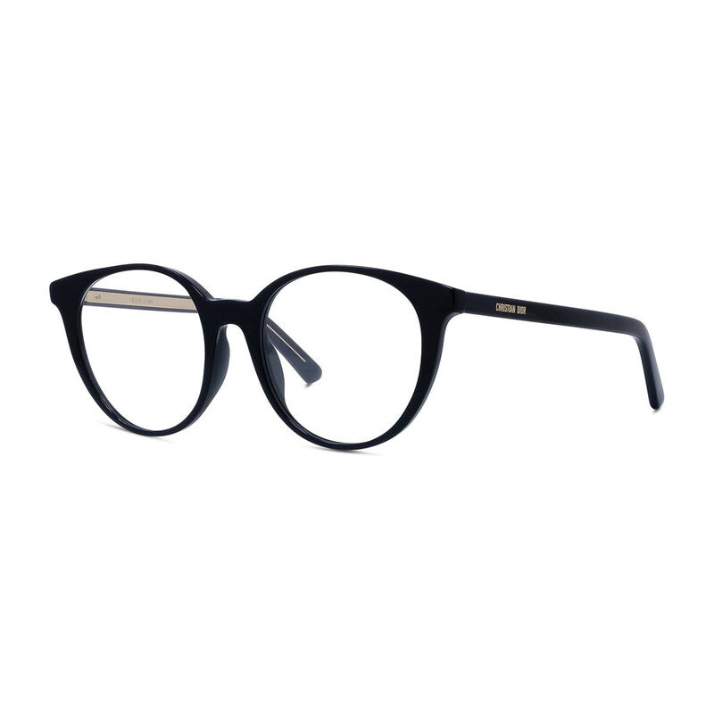 Dior Eyeglasses Round Full Rim, Shiny Black Frame and Clear Demo Lenses Lens DIORSPIRITORI1000