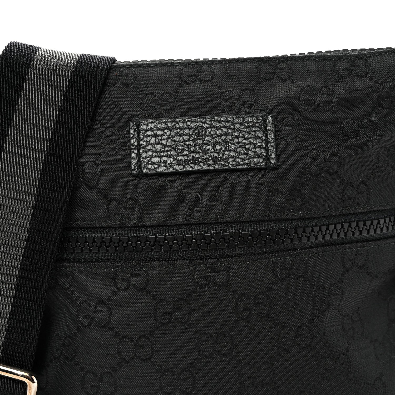 Nylon Monogram Mini Flat Messenger Bag Black