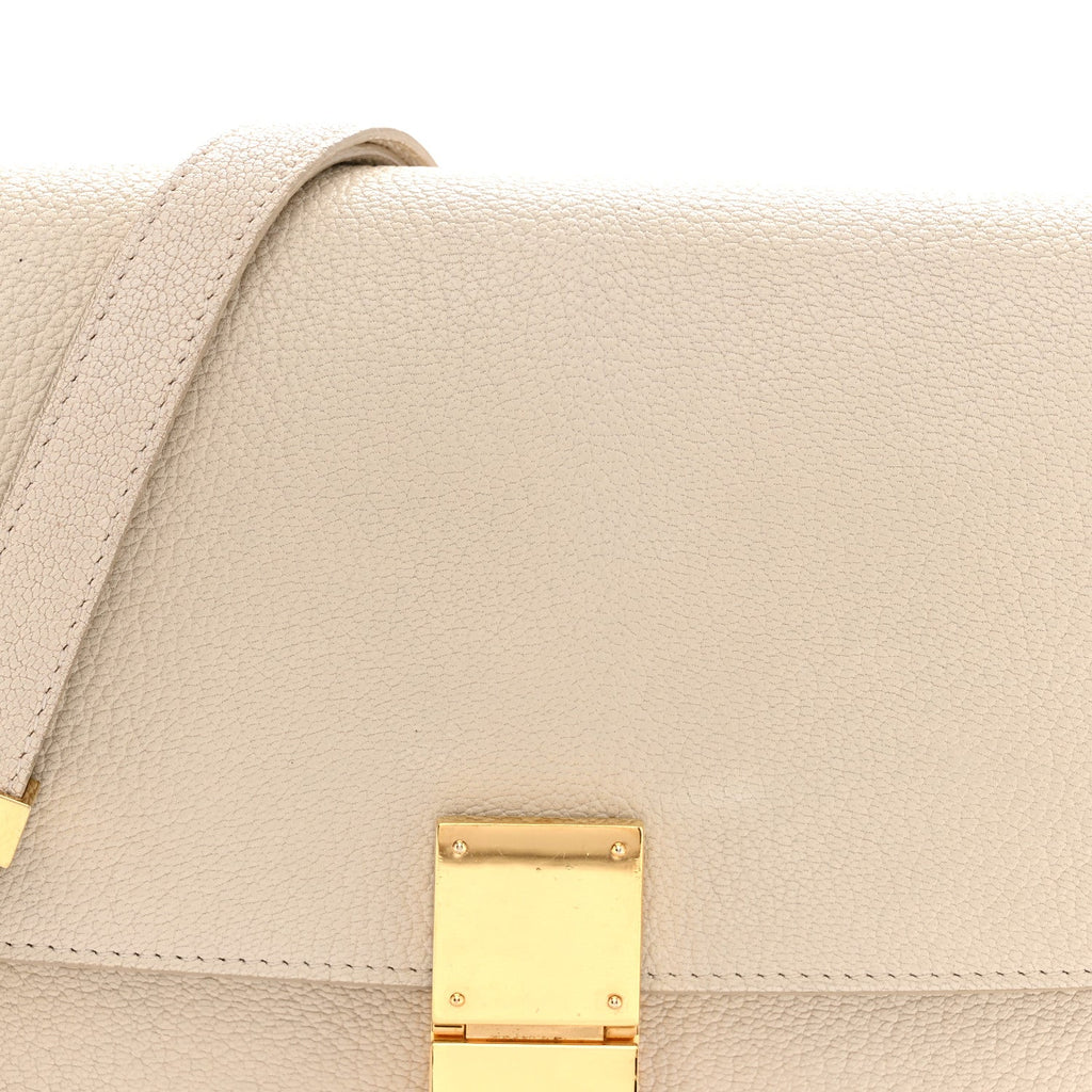 Goatskin Medium Classic Box Flap Bag White