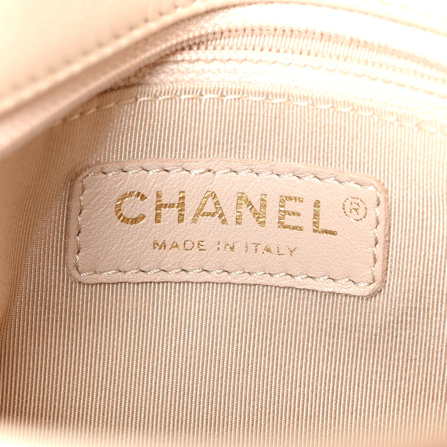 Grained Calfskin Stitched Small Chevron Chic Top Handle Flap Beige