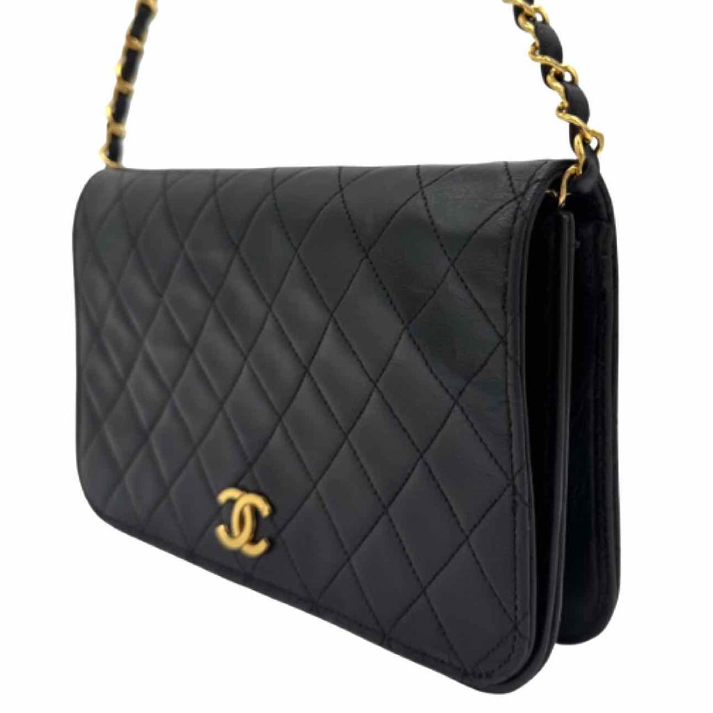 CHANEL Quilted Lambskin Push Lock Small Single Flap Back