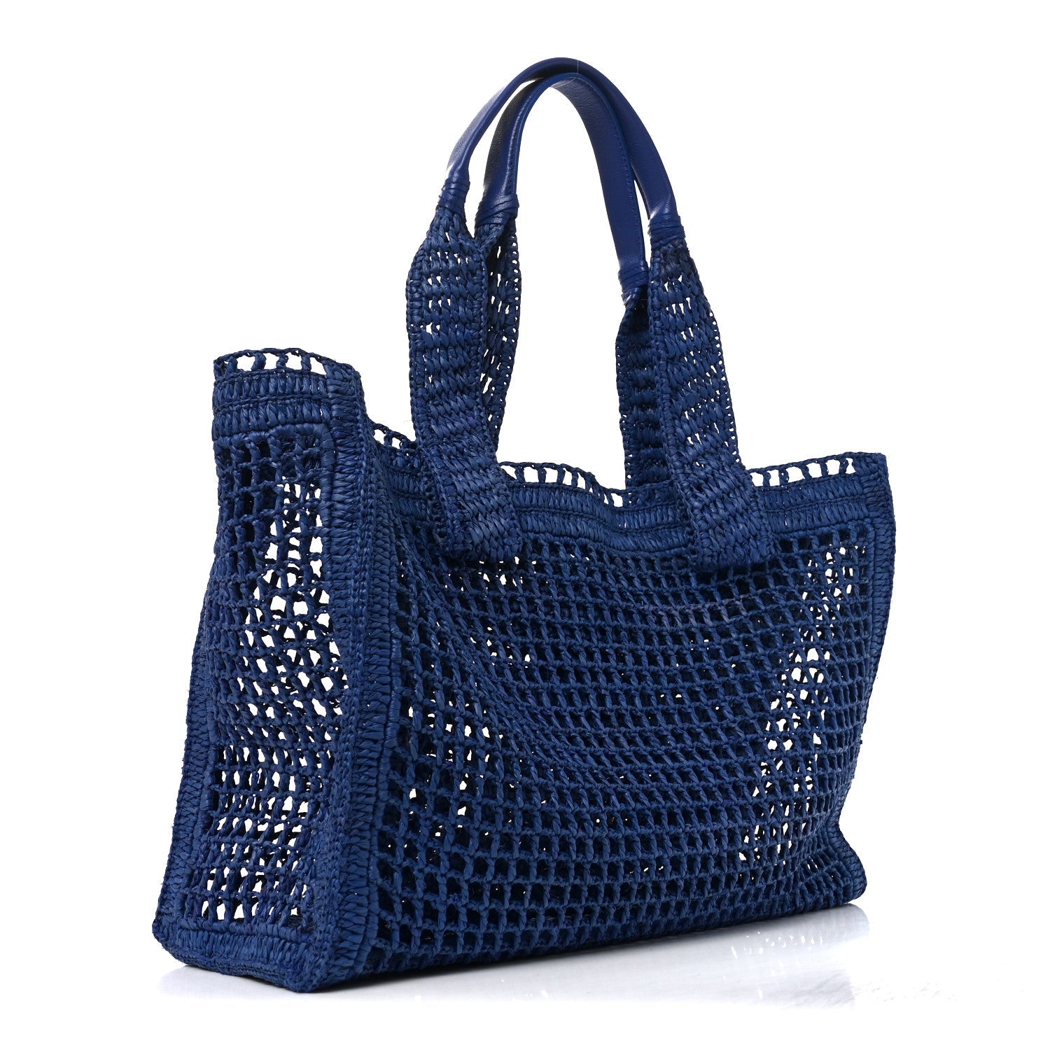 Raffia Summer Banana East West Tote Ashes Blue