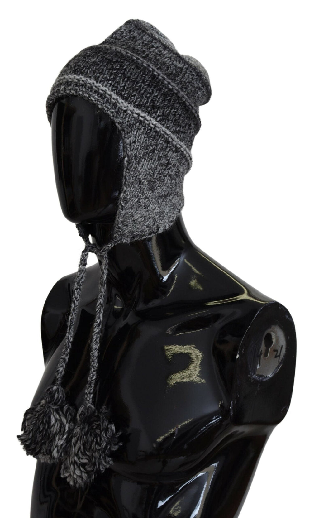Dolce & Gabbana Gray Warm Fleece Ear Flaps Knit Beanie Men's Hat