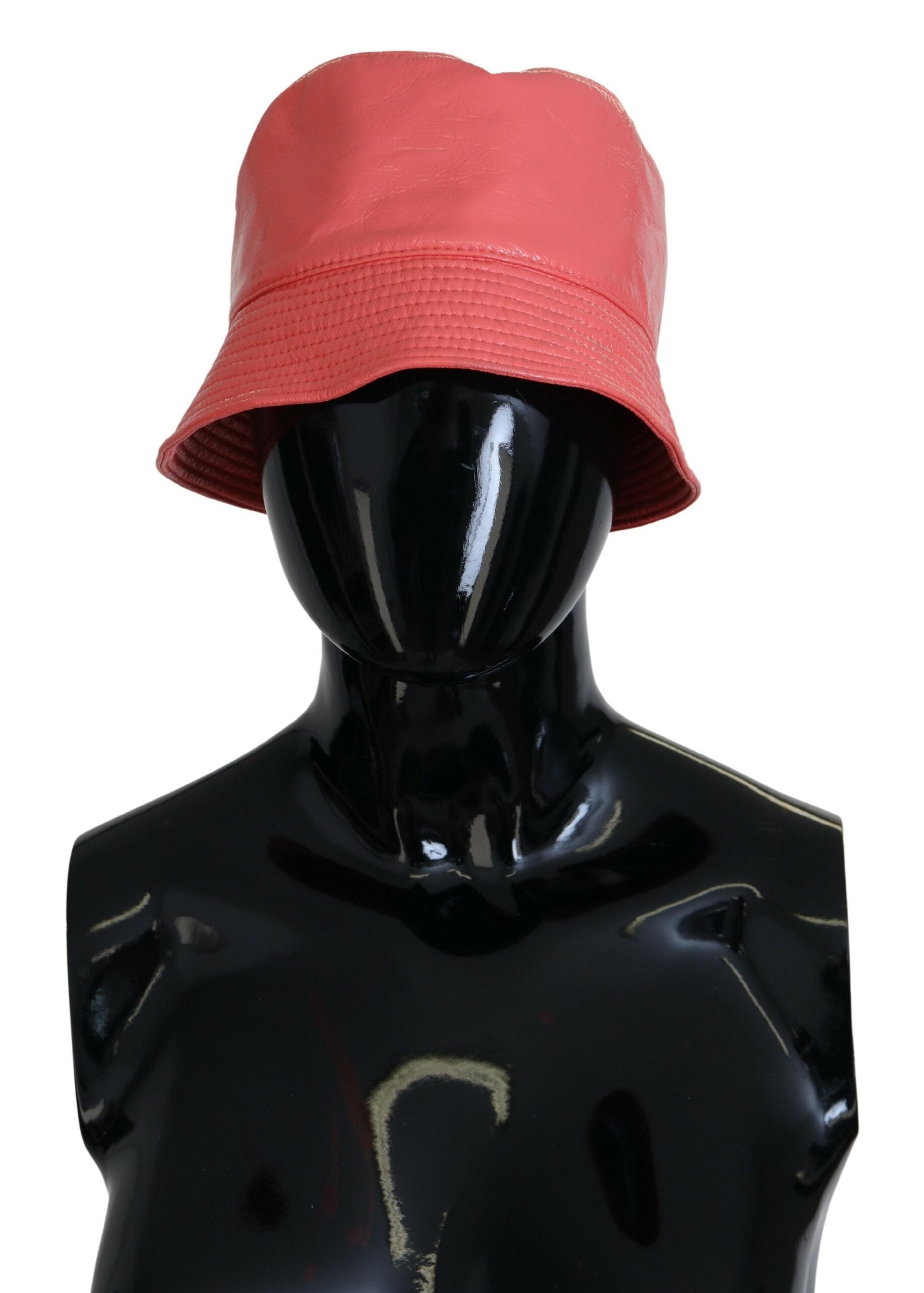 Dolce & Gabbana Peach Quilted Faux Leather Women Bucket Cap Women's Hat