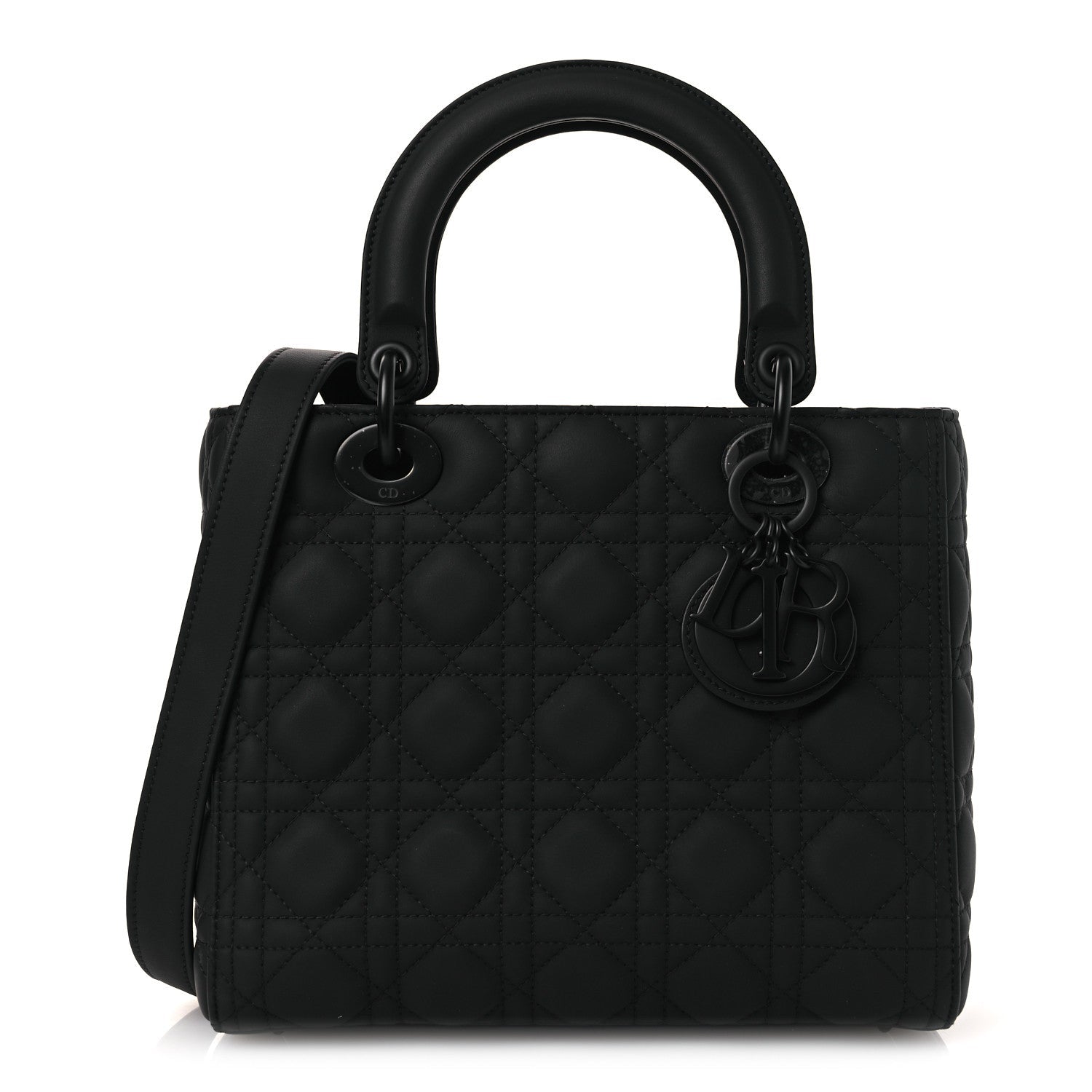 Ultra Matte Calfskin Cannage Medium Lady Dior Black