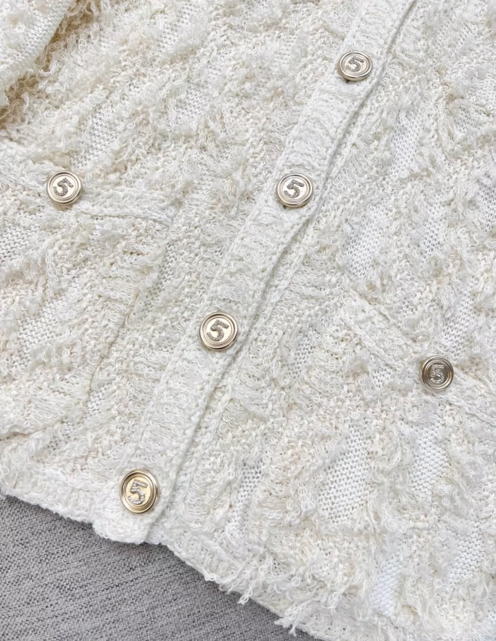 Chanel 21S off-white tassel cardigan