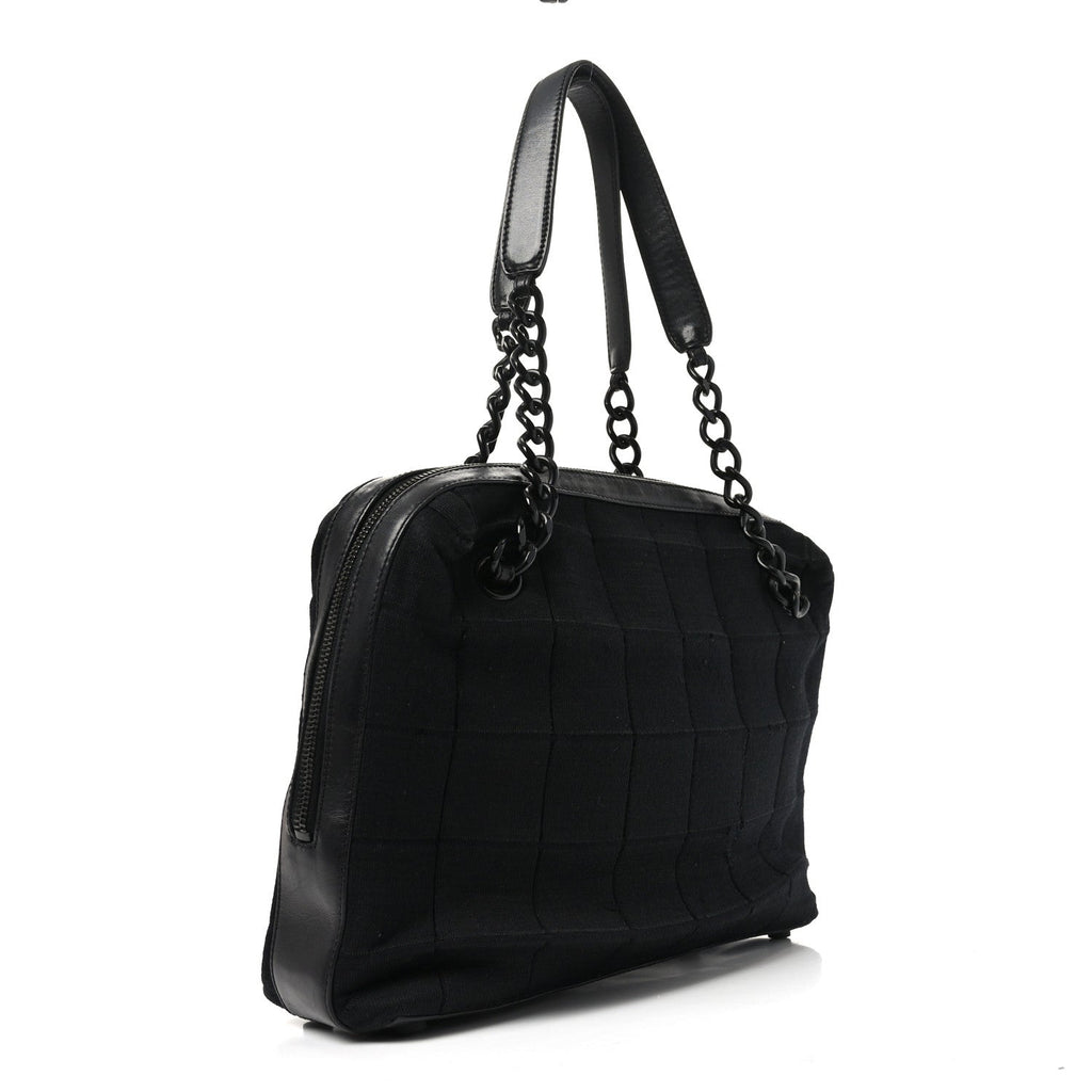 Jersey Quilted Chocolate Bar Shoulder Bag Black