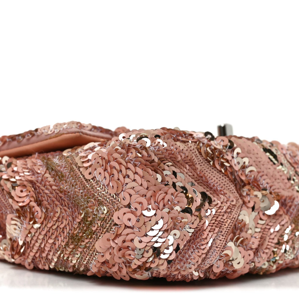 Sequins Chevron Mini Rectangular Flap Pink