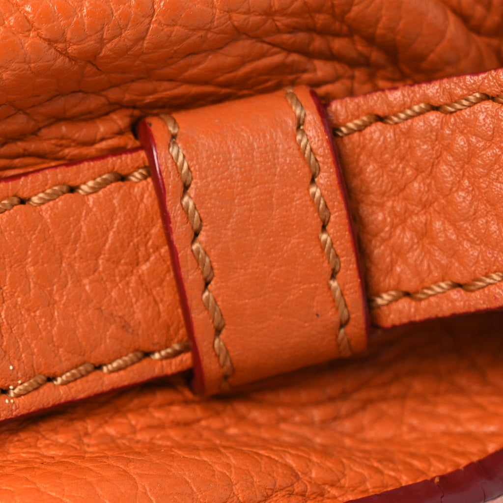 Grained Calfskin Small Marcie Saddle Bag Wood Rose