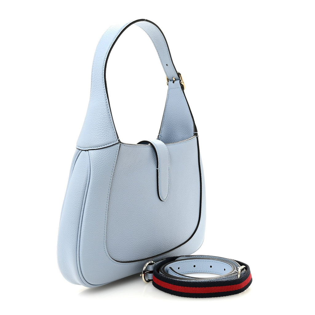 Grained Calfskin Web Medium Jackie 1961 Hobo Light Blue